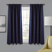 Navy Back Tab Blackout Curtain Panel Set, 63 in.