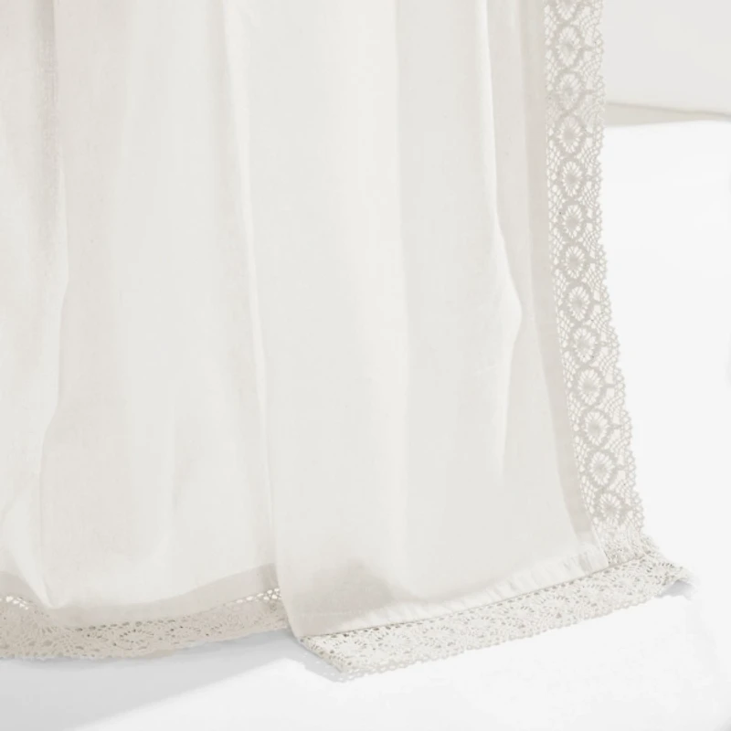 White Rosalie Lace Curtain Panel Set, 108 in.