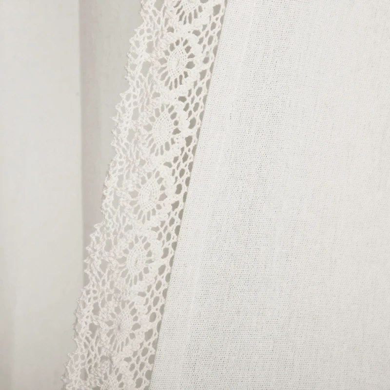 White Rosalie Lace Curtain Panel Set, 108 in.