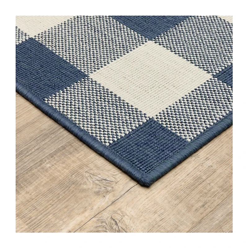 Blue Buffalo Check Outdoor Area Rug, 6x9