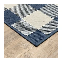Blue Buffalo Check Outdoor Area Rug, 6x9