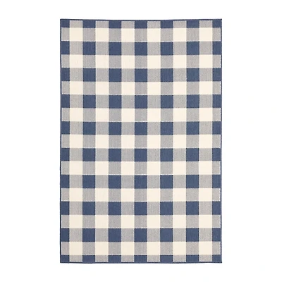 Blue Buffalo Check Outdoor Area Rug, 6x9