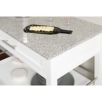 White Parker Granite Top Rolling Kitchen Cart