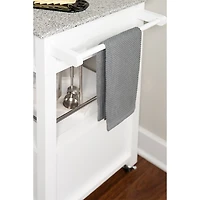 White Parker Granite Top Rolling Kitchen Cart
