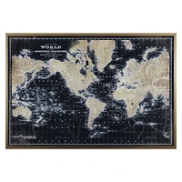 World Map on Black Framed Art Print