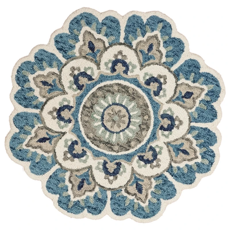 Floral Round Edged Area Rug, 6 ft.