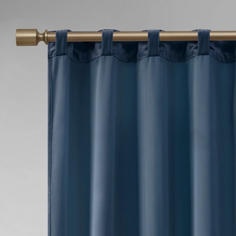 Navy Velvet Greta Curtain Panel Set, 84 in.