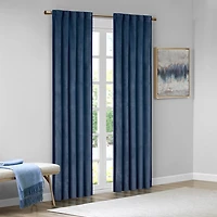Navy Velvet Greta Curtain Panel Set, 84 in.