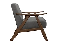Gray Mid-Century Hazel Wood Frame Accent Chair