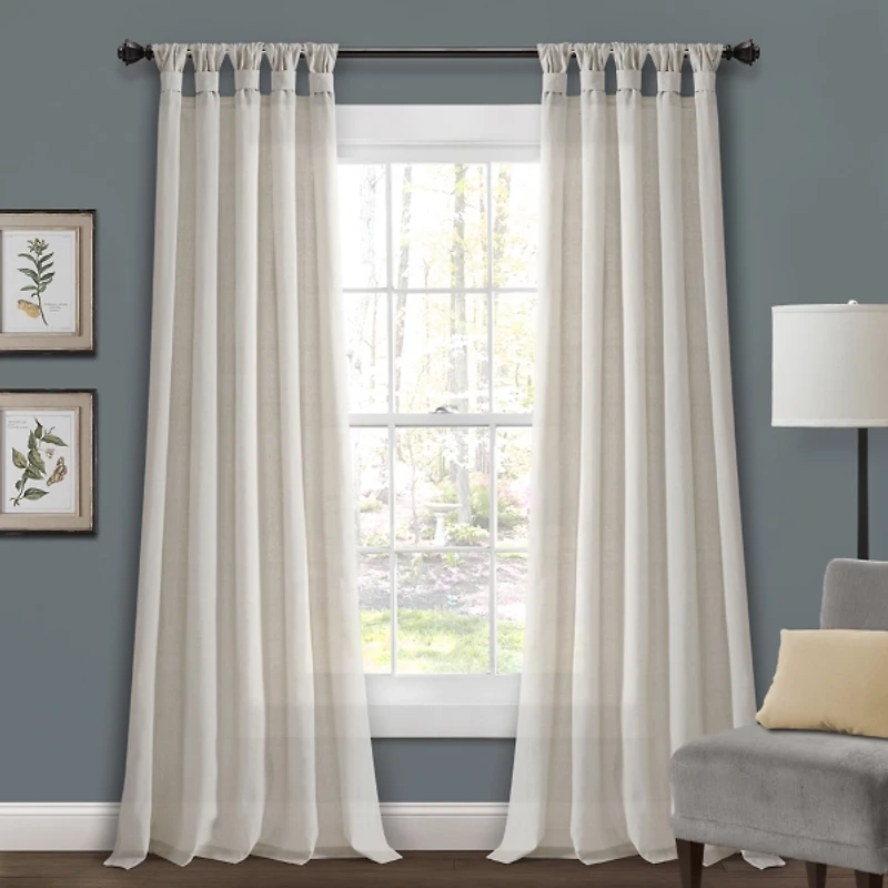 Ivory Top Knotted Burlap Curtain Panel Set, 95 in.