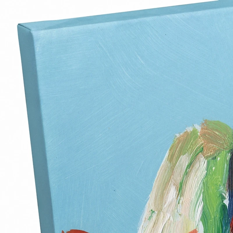 Bright Floral Dog Canvas Art Print by Lily Barton