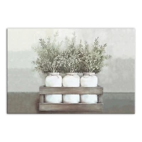 Horizontal Mason Jar Greenery Canvas Art Print