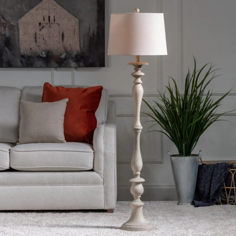 Distressed Taupe Finish Floor Lamp