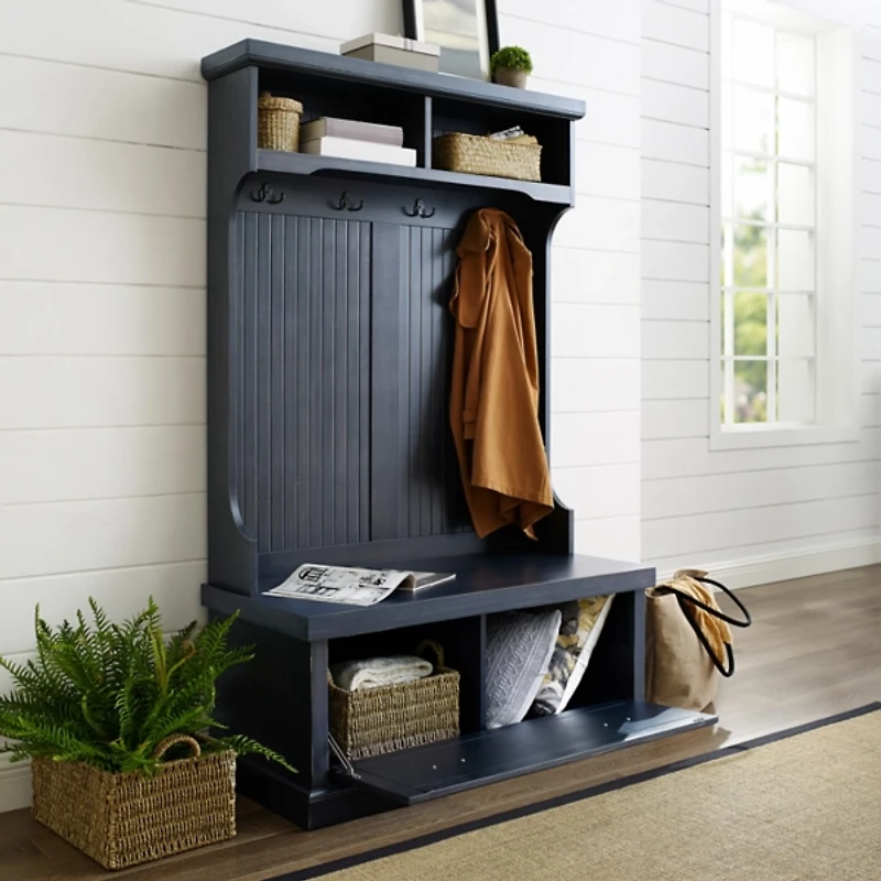 Distressed Navy Seanan Storage Hall Tree