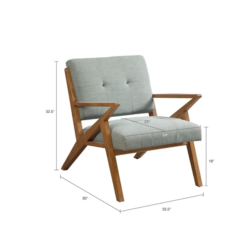 Seafoam Upholstered Angled Wood Frame Armchair