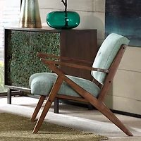 Seafoam Upholstered Angled Wood Frame Armchair