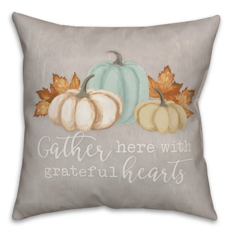 Gather Here Grateful Hearts Double-Sided Pillow