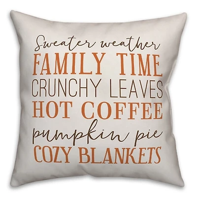 Fall Things with Brown Plaid Back Pillow