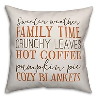 Fall Things with Brown Plaid Back Pillow