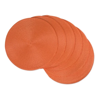 Orange Round Woven Placemats, Set of 6