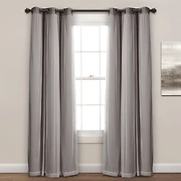 Gray Curtain Panel Set with Overlay, 95 in.