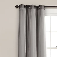 Gray Curtain Panel Set with Overlay, 95 in.
