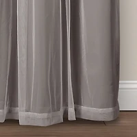Gray Curtain Panel Set with Overlay, 95 in.