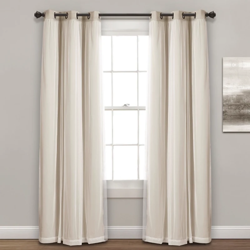 Wheat Curtain Panel Set with Overlay, 108 in.