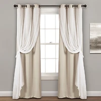 Wheat Curtain Panel Set with Overlay, 108 in.