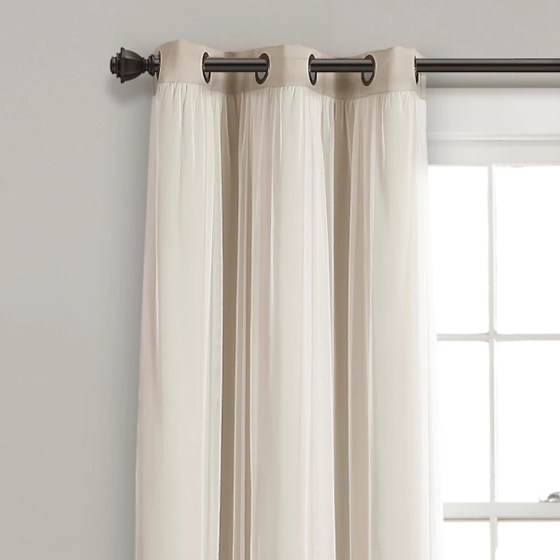 Wheat Curtain Panel Set with Overlay, 108 in.