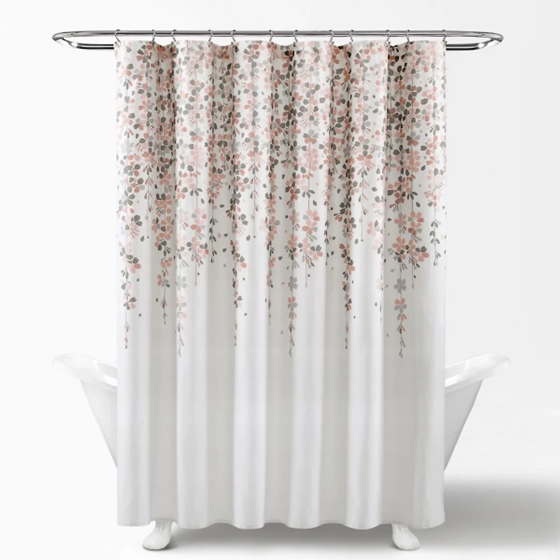Blush and Gray Weeping Flower Shower Curtain