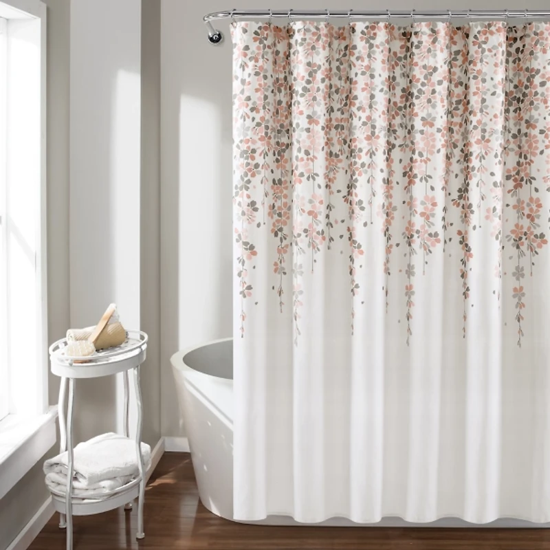 Blush and Gray Weeping Flower Shower Curtain