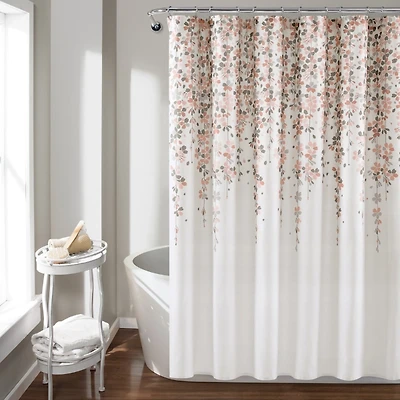 Blush and Gray Weeping Flower Shower Curtain