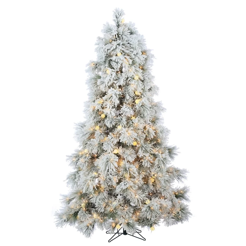 7.5 ft. Lit Flocked Northern Pine Christmas Tree