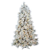7.5 ft. Lit Flocked Northern Pine Christmas Tree