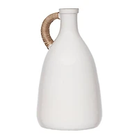 Tall White Jug Vase with Rope Handle