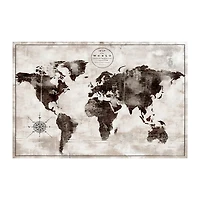 Black and White World Map Giclee Canvas Art Print