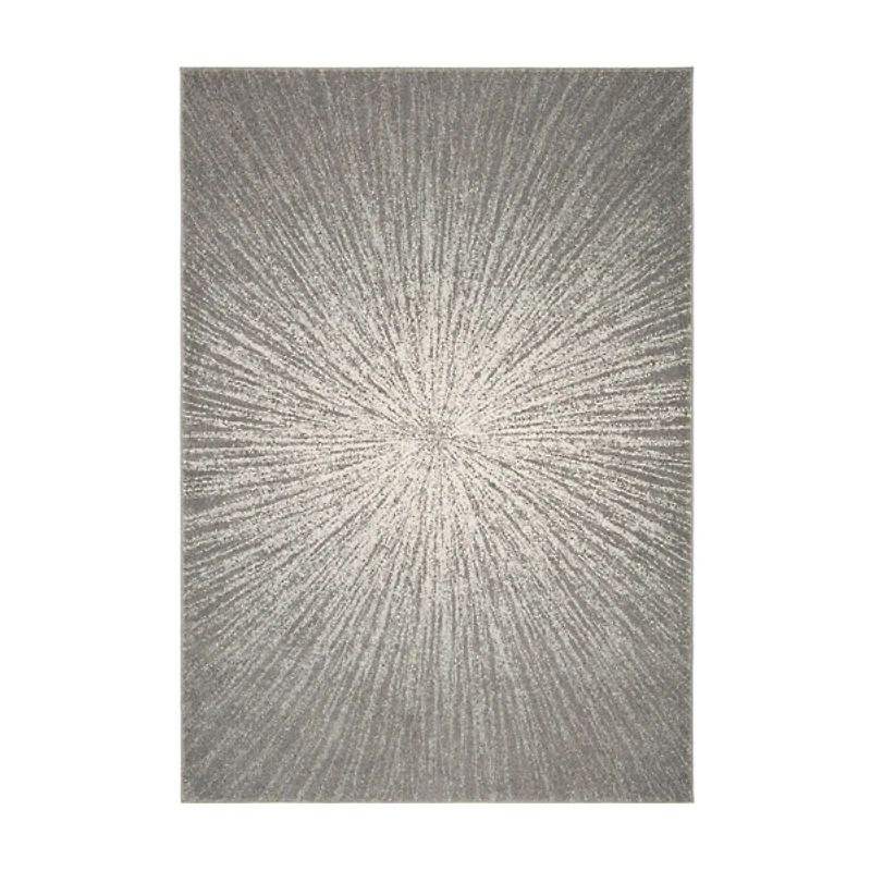 Gray and Ivory Everley Burst Rug, 5x7