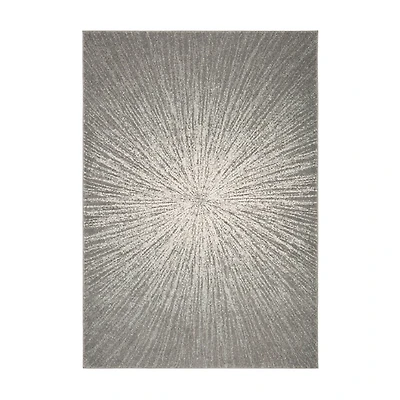 Gray and Ivory Everley Burst Rug, 5x7