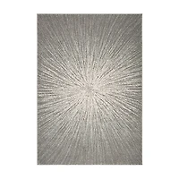 Gray and Ivory Everley Burst Rug, 5x7