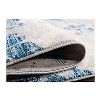 Gray and Blue Everley Floral Rug, 5x7