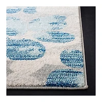 Gray and Blue Everley Floral Rug, 8x10