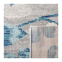 Gray and Blue Everley Floral Rug, 8x10