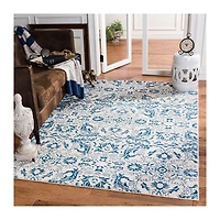 Blue and Ivory Everley Frieze Rug, 5x7