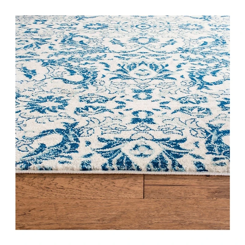 Blue and Ivory Everley Frieze Rug, 5x7