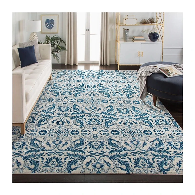 Blue and Ivory Everley Frieze Rug, 8x10