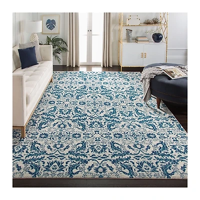 Blue and Ivory Everley Frieze Rug, 8x10