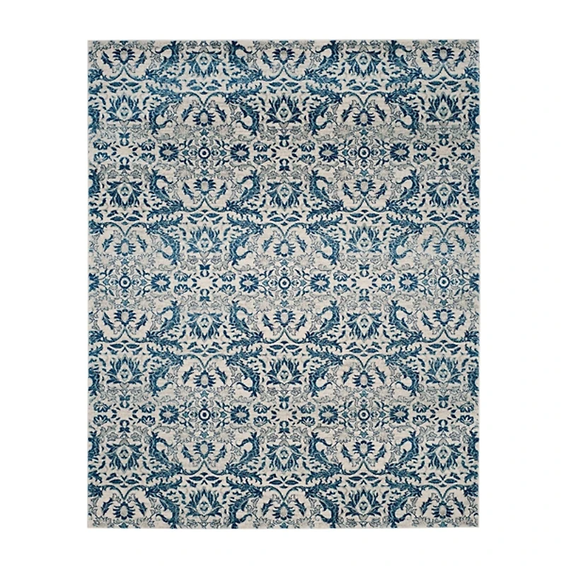 Blue and Ivory Everley Frieze Rug, 8x10
