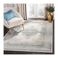Gray and Blue Everley Medallion Rug