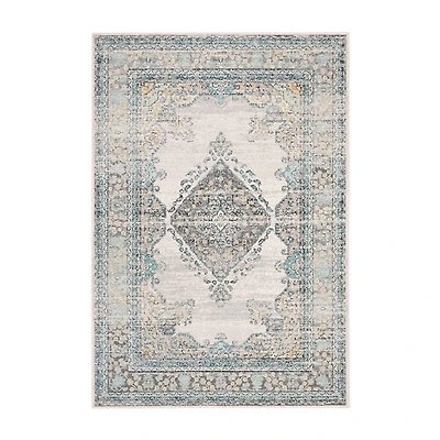 Gray and Blue Everley Medallion Rug